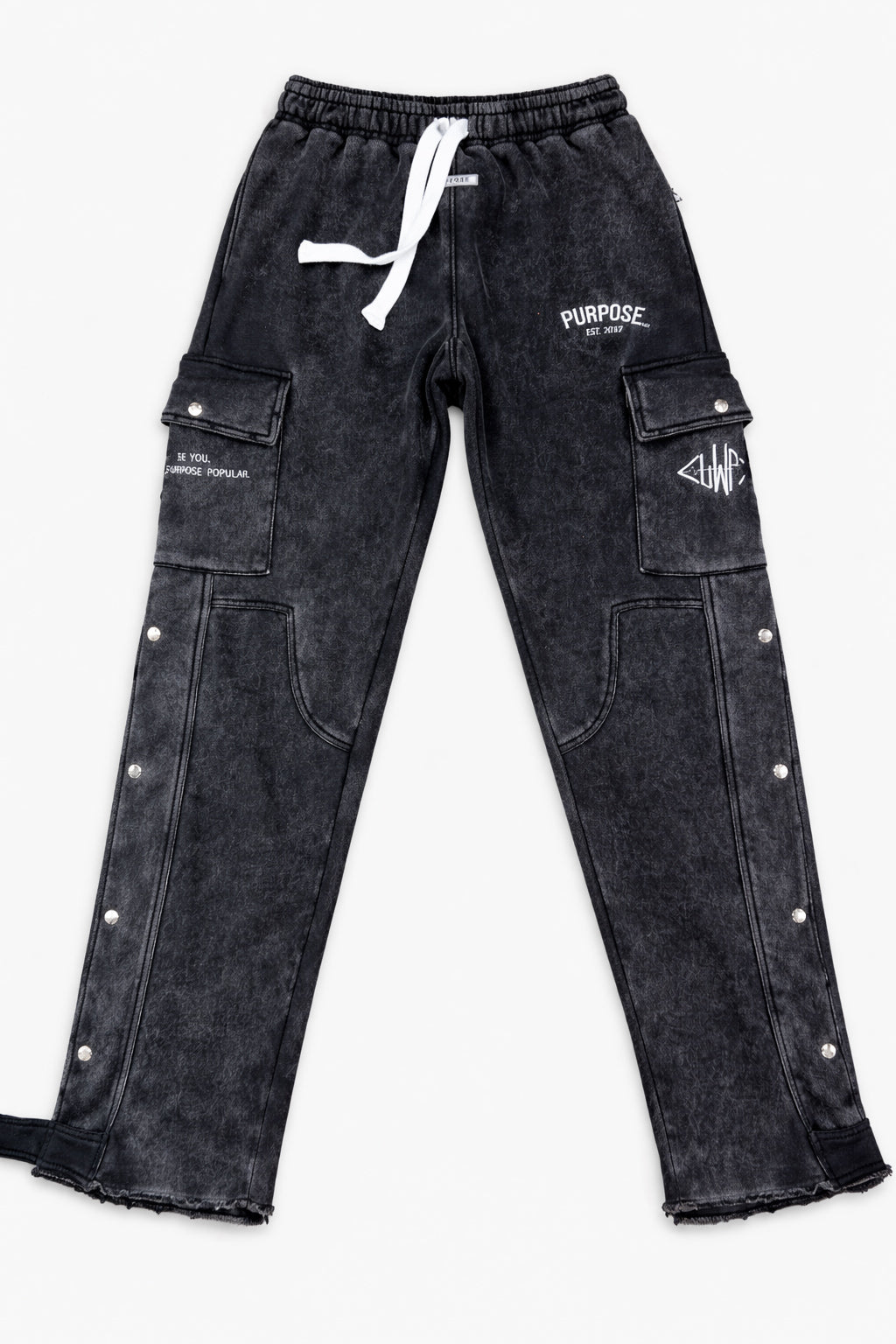 Purpose Utility Cargo Sweats- Black Acid Wash
