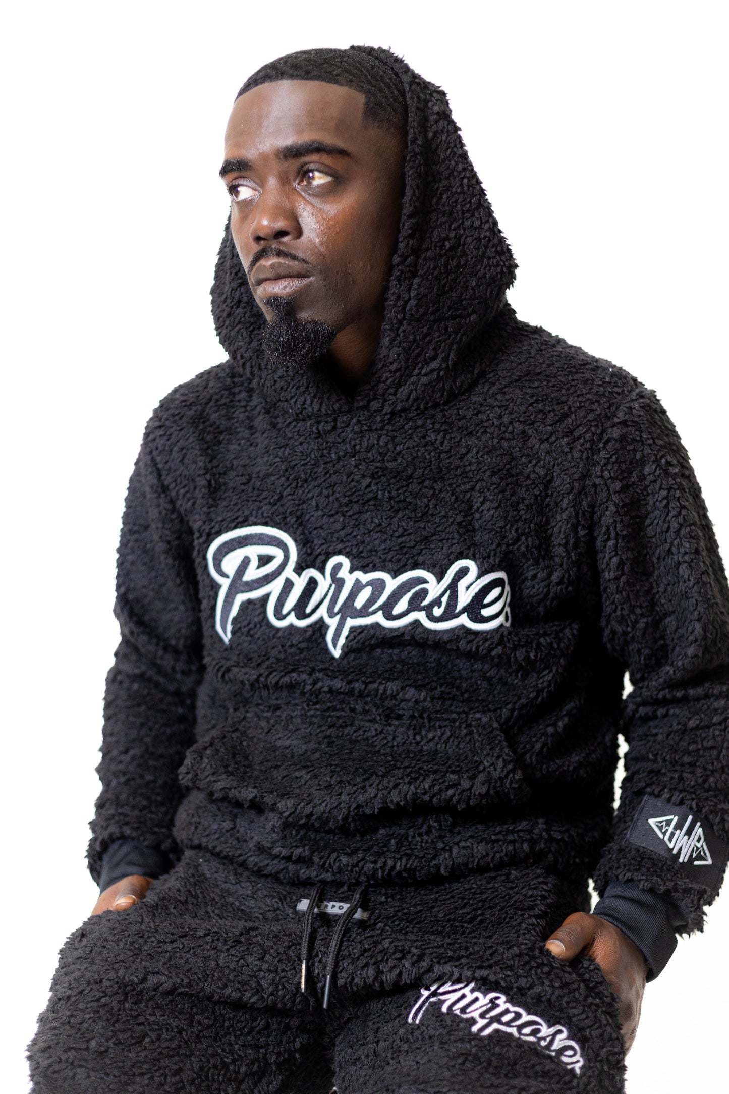 Black Purpose Fur Hoodie