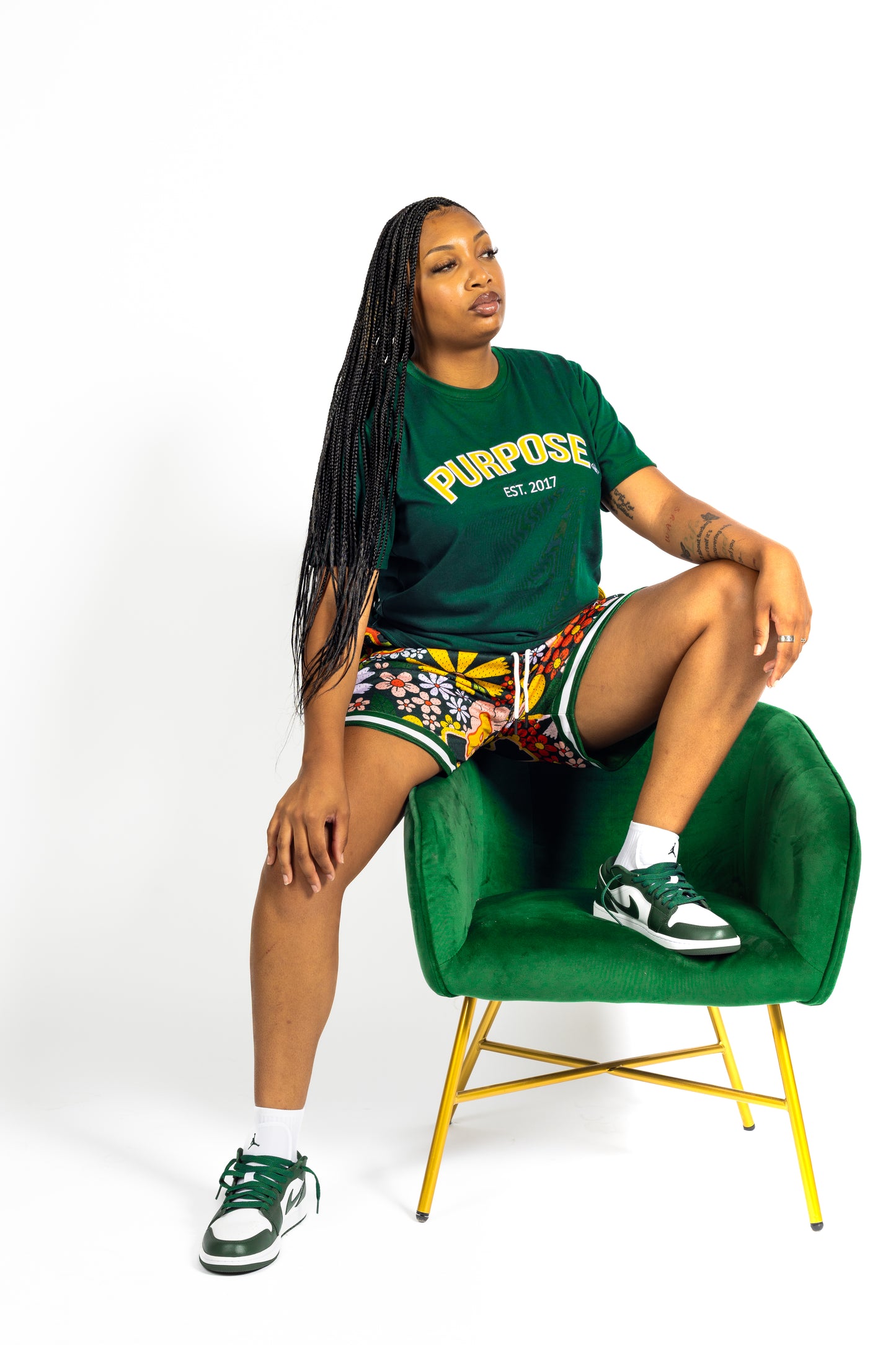 Green "P" Flower Shorts