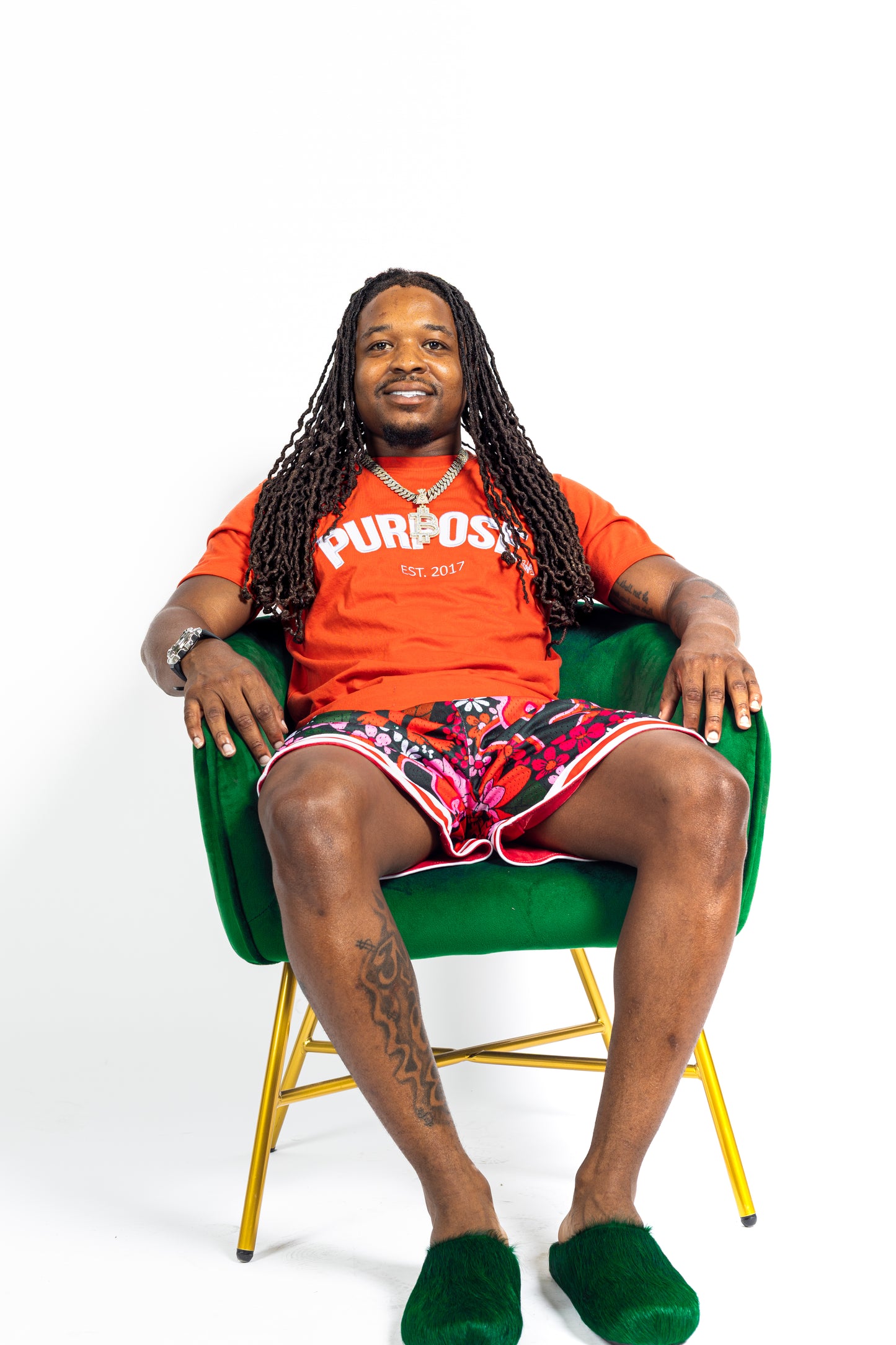 Red/Orange "P" Flower Shorts