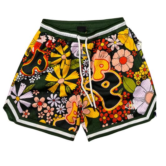 Green "P" Flower Shorts