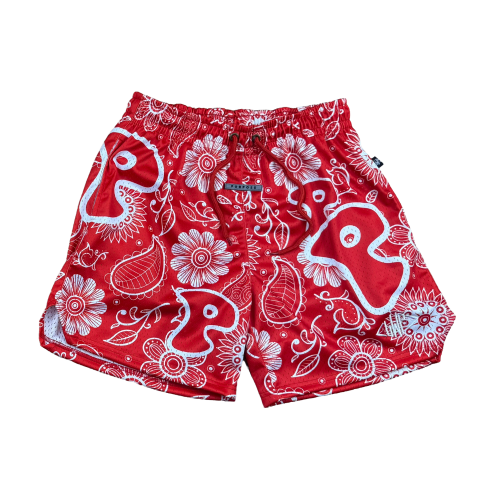 Red Paisley Shorts