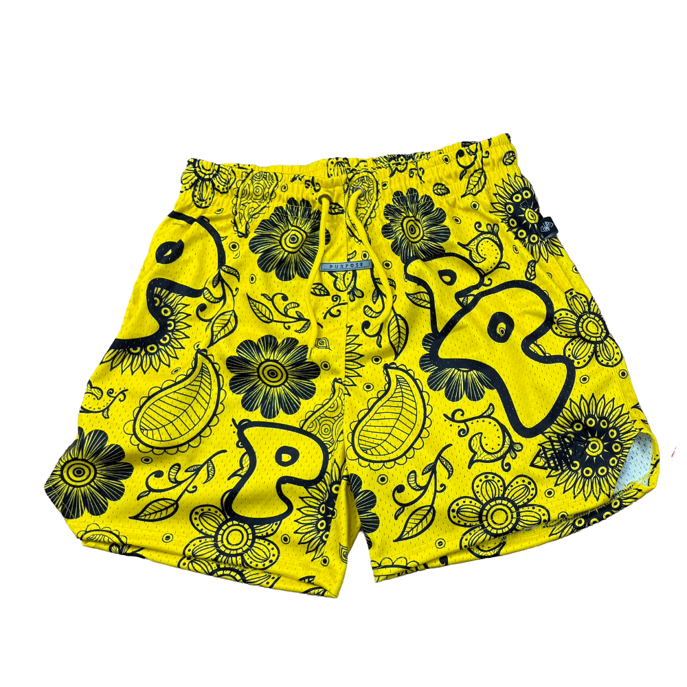 Yellow Paisley Shorts