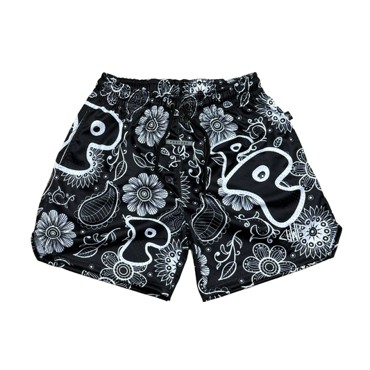 Black Paisley Shorts