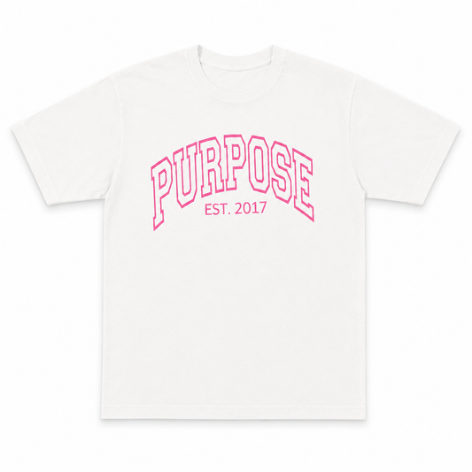 Purpose Varsity Tee - White/Pink