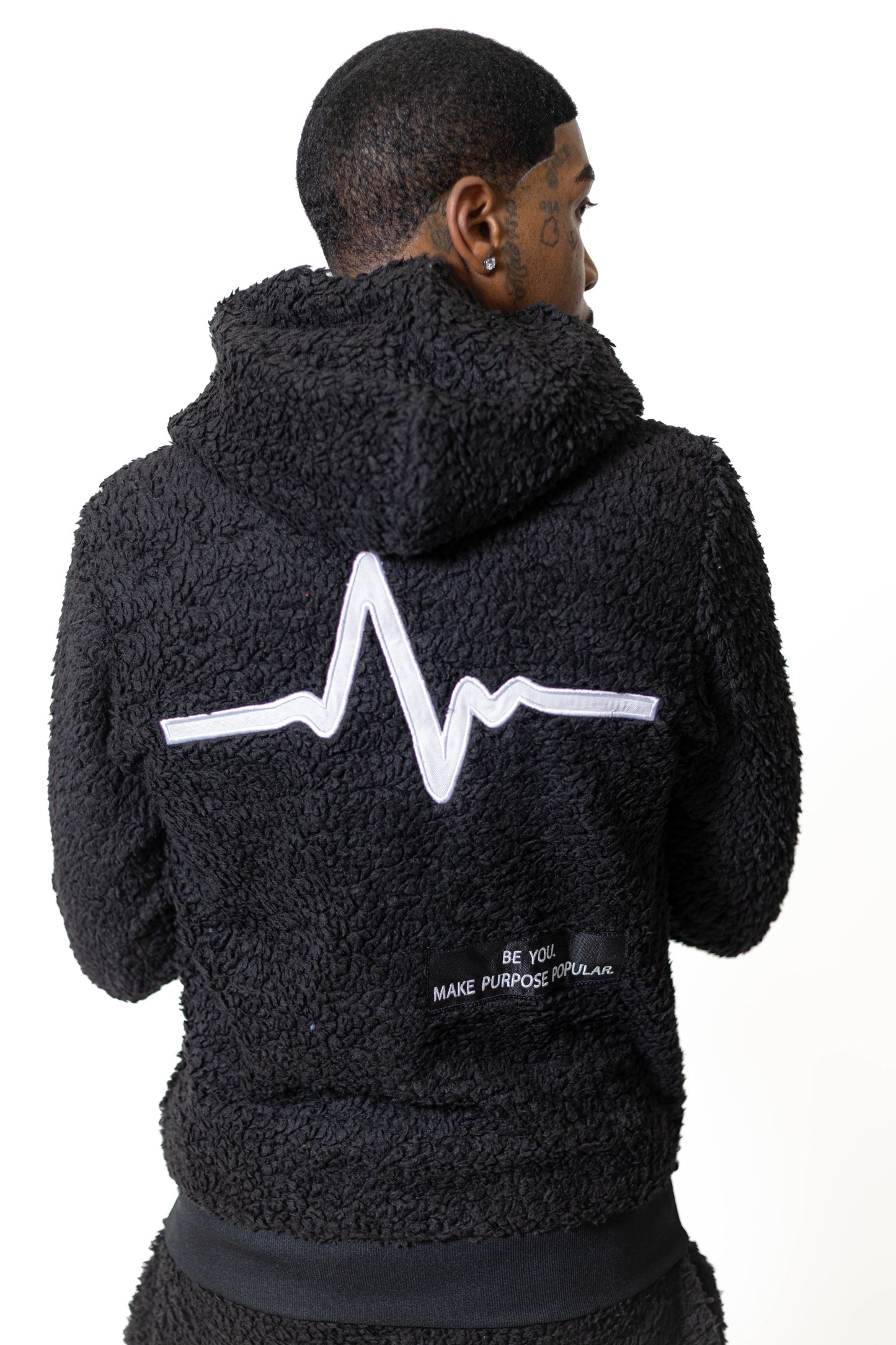 Black Purpose Fur Hoodie