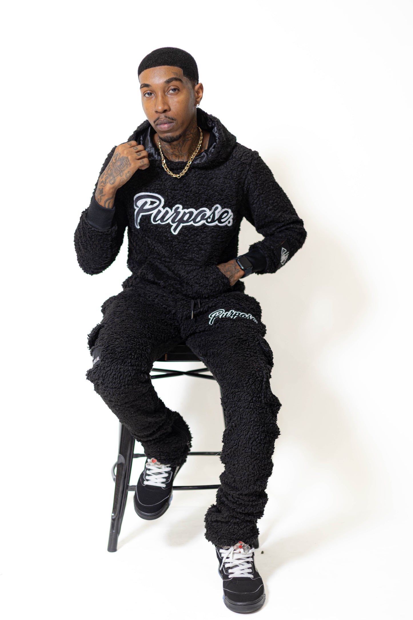 Black Purpose Fur Pants