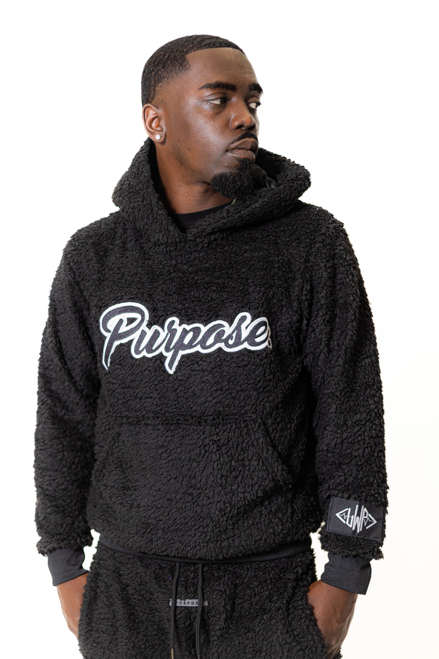 Black Purpose Fur Hoodie