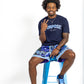 Blue "P" Flower Shorts