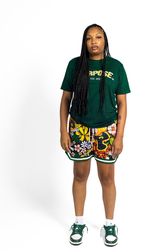 Green "P" Flower Shorts