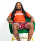 Red/Orange "P" Flower Shorts