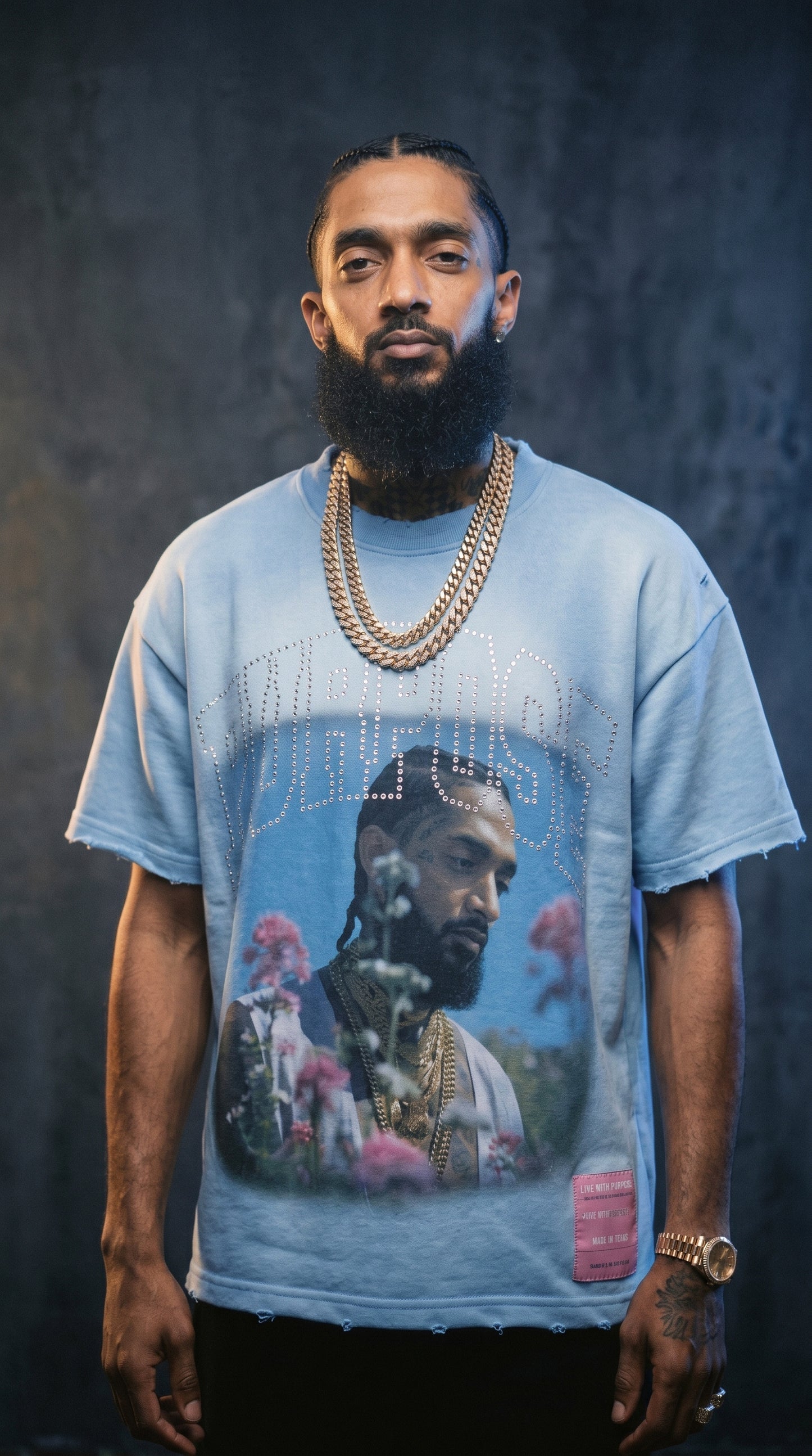 Purpose “Nip” Flower Tee - Baby Blue