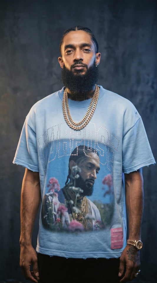 Purpose “Nip” Flower Tee - Baby Blue