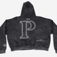 Utility P Zip Hoodie - Black Acid Wash
