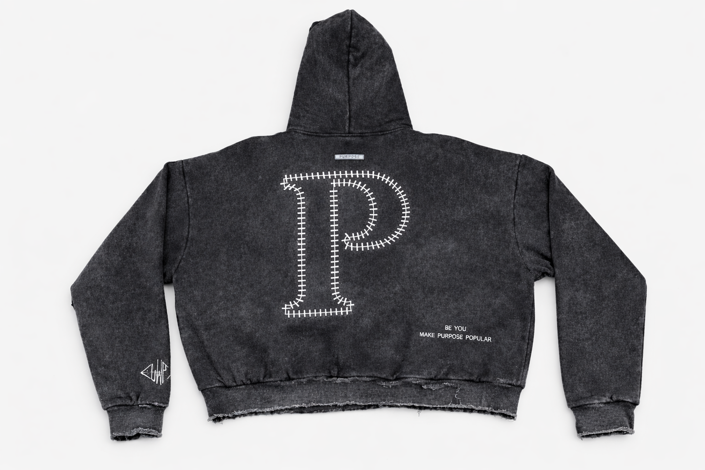 Utility P Zip Hoodie - Black Acid Wash