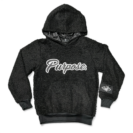 Black Purpose Fur Hoodie