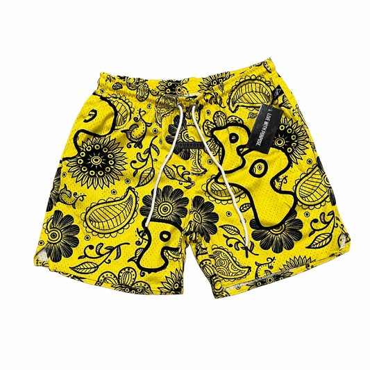 Yellow Paisley Shorts